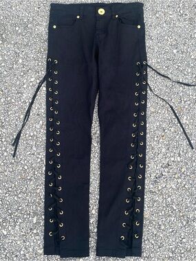Japanese Black Pants with Gold Grommets